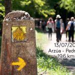Cartel de etapa del camino de Santiago