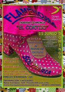 Cartel informativo de Flamnecura la fiesta andaluza de Down Madrid 